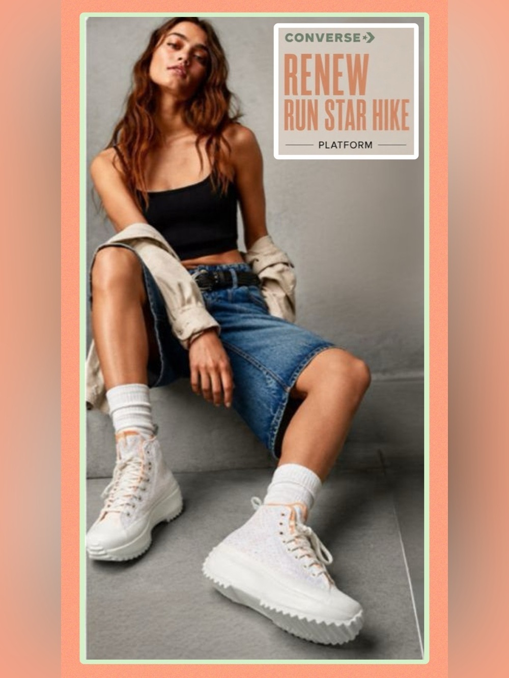 NWT Converse Run Star Hike Platform Renew Egret/Peach Dream Women’s 8.5 No box